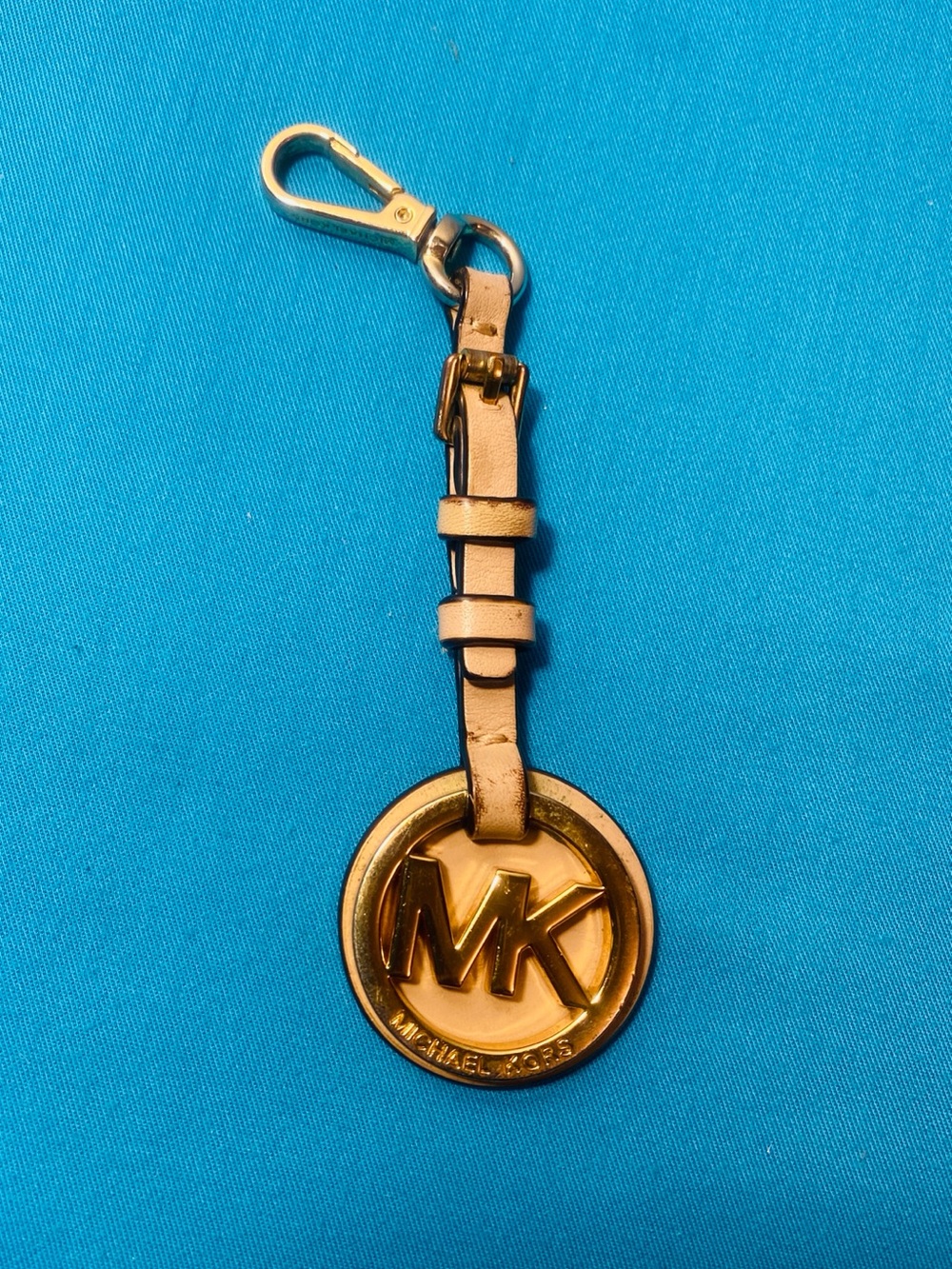Michael Kors Gold and Tan Leather MK Hangtag